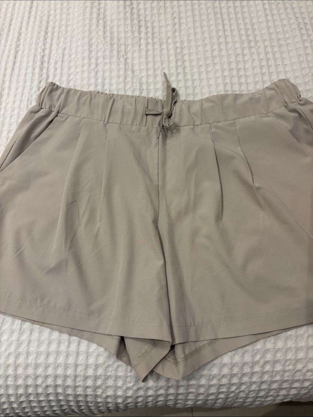 RBX Women's Athletic Drawstring Shorts in Light Taupe